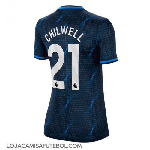 Camisa de Futebol Chelsea Ben Chilwell #21 Equipamento Secundário Mulheres 2023-24 Manga Curta
